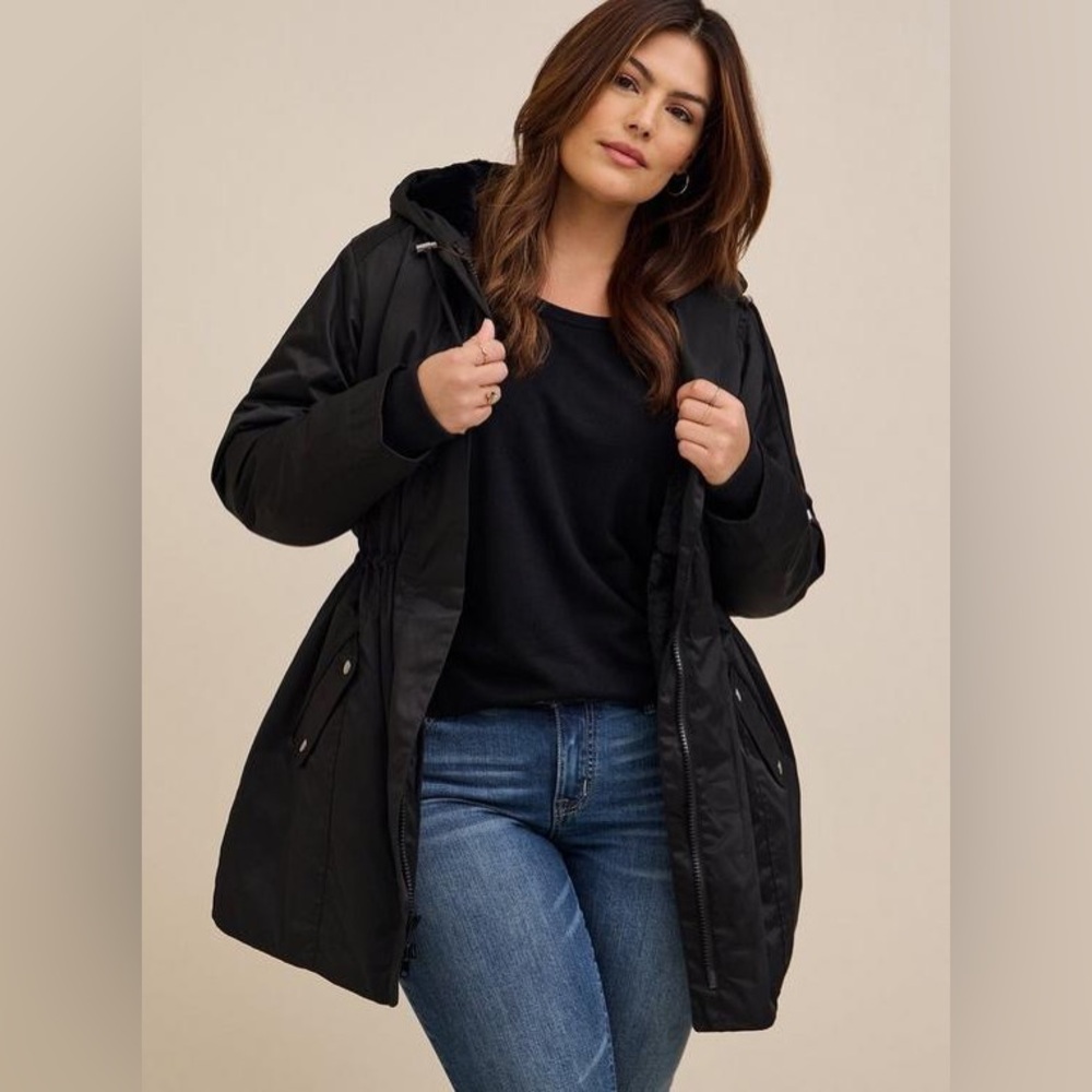 Torrid Nylon Functional Parka Black Size 2X